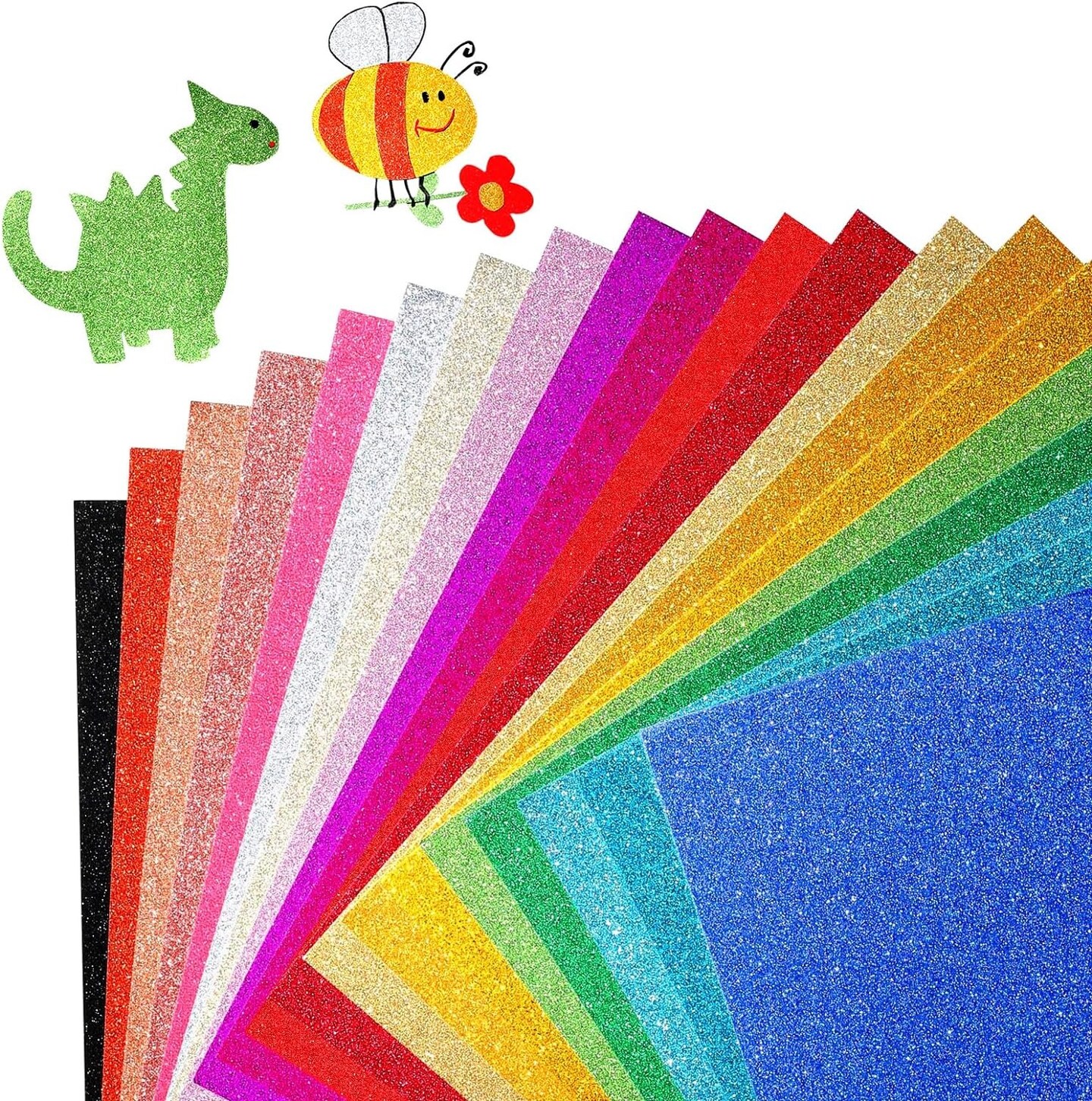 8.5x11 in Self-Adhesive Glitter Sticker 20 Colors Cardstock Paper 40 Sheets