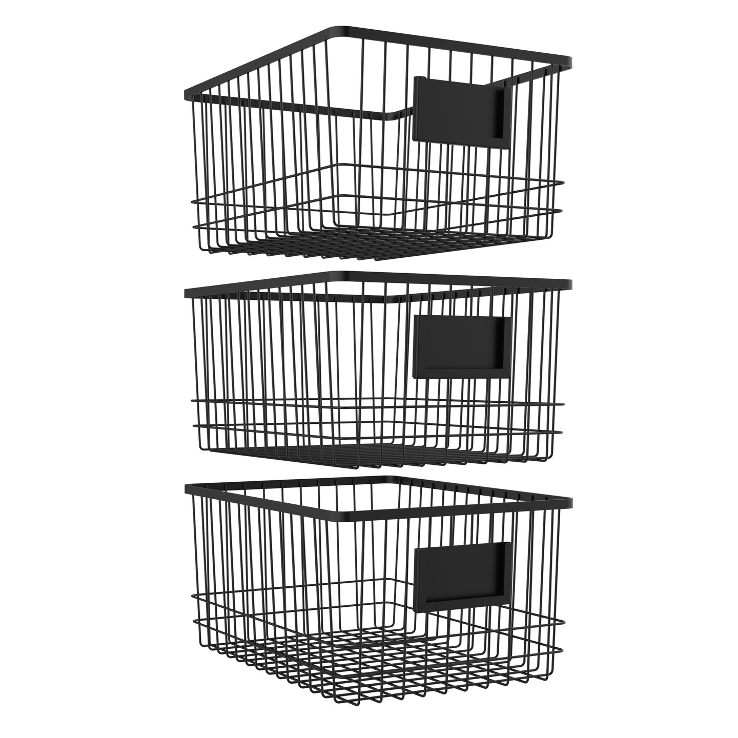 Oceanstar Metal Wire Organizer Bin Basket with Card Holder, Set of 3