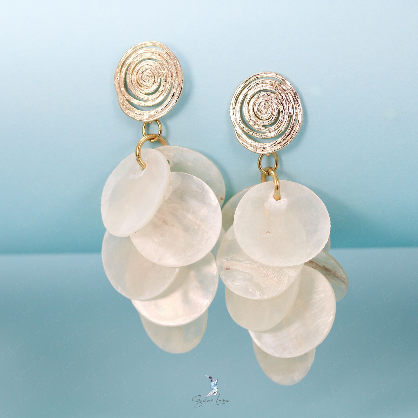 White seashells dangle drop fashion earrings, handmade fashion seashell earrings