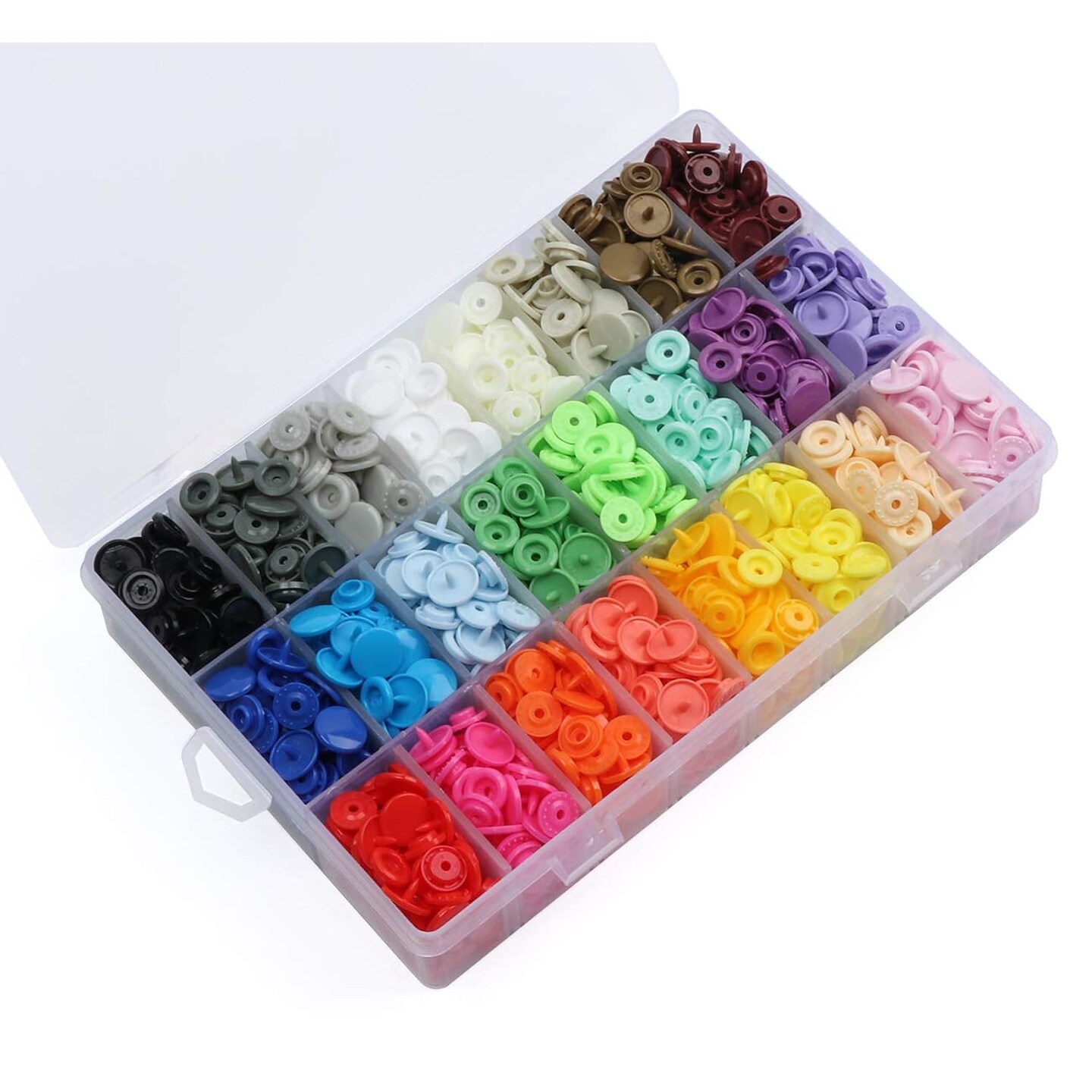 408 Sets Plastic Snap Buttons, No-Sew T5 Snaps with Organizer Storage Case for Bibs Diapers Crafts