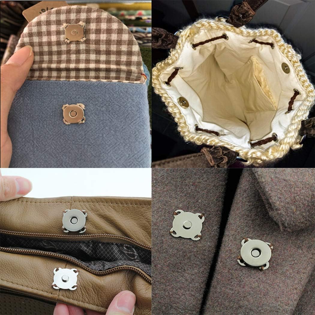 10 Sets Bronze Sew in Magnetic Bag Clasps Button Snaps Tone Purse for Closure Handbag Clothes Sewing Craft No Tools Required Plum Blossom 19mm (Bronze)