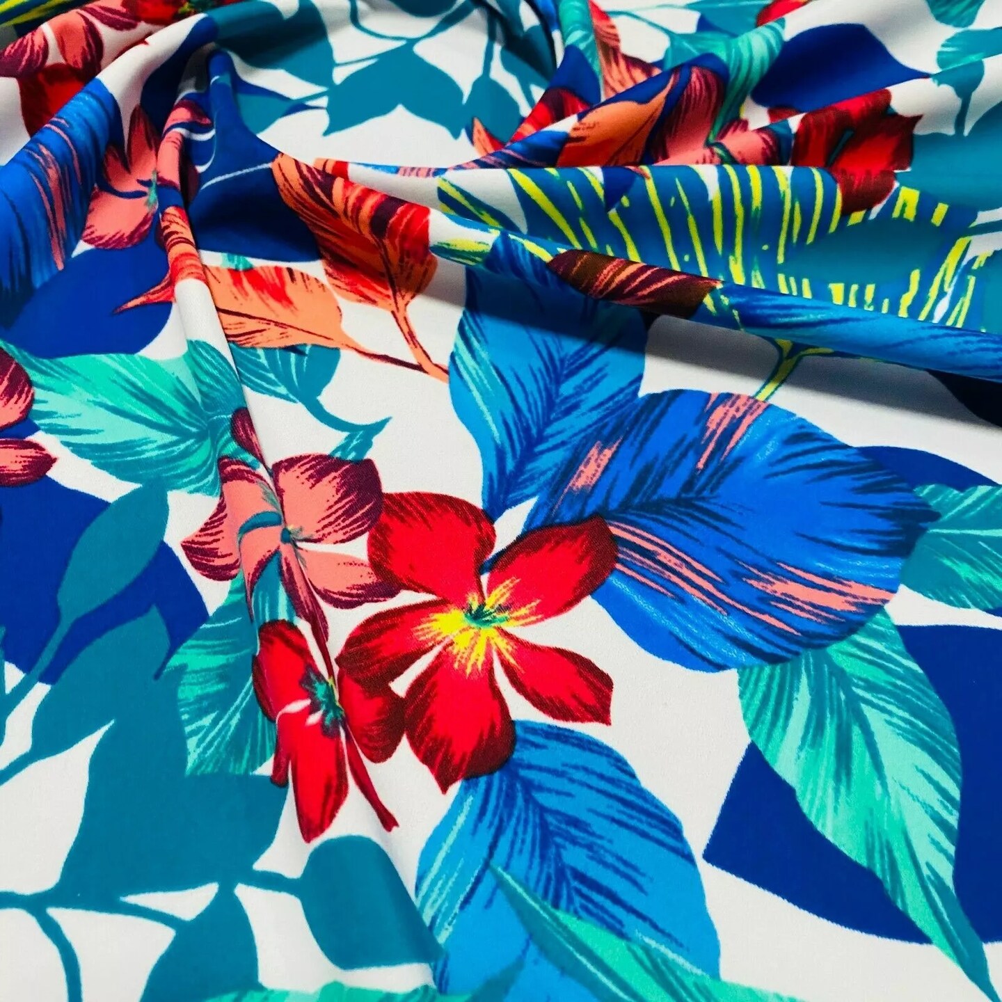 Kitcheniva Nylon Fabric Hawaiian Fashion Blue UV Resistant 1 Yard