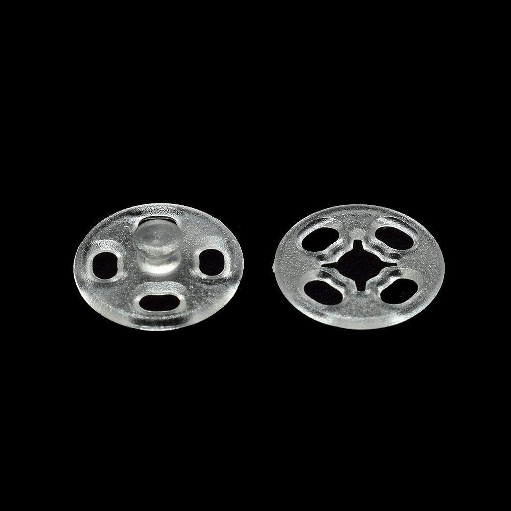 90 Set Plastic Snap Fasteners Buttons Invisible Sewing On Snap Buttons Kit, 10mm Fasteners for Bibs Diapers Crafts Shirts Clothing, Clear