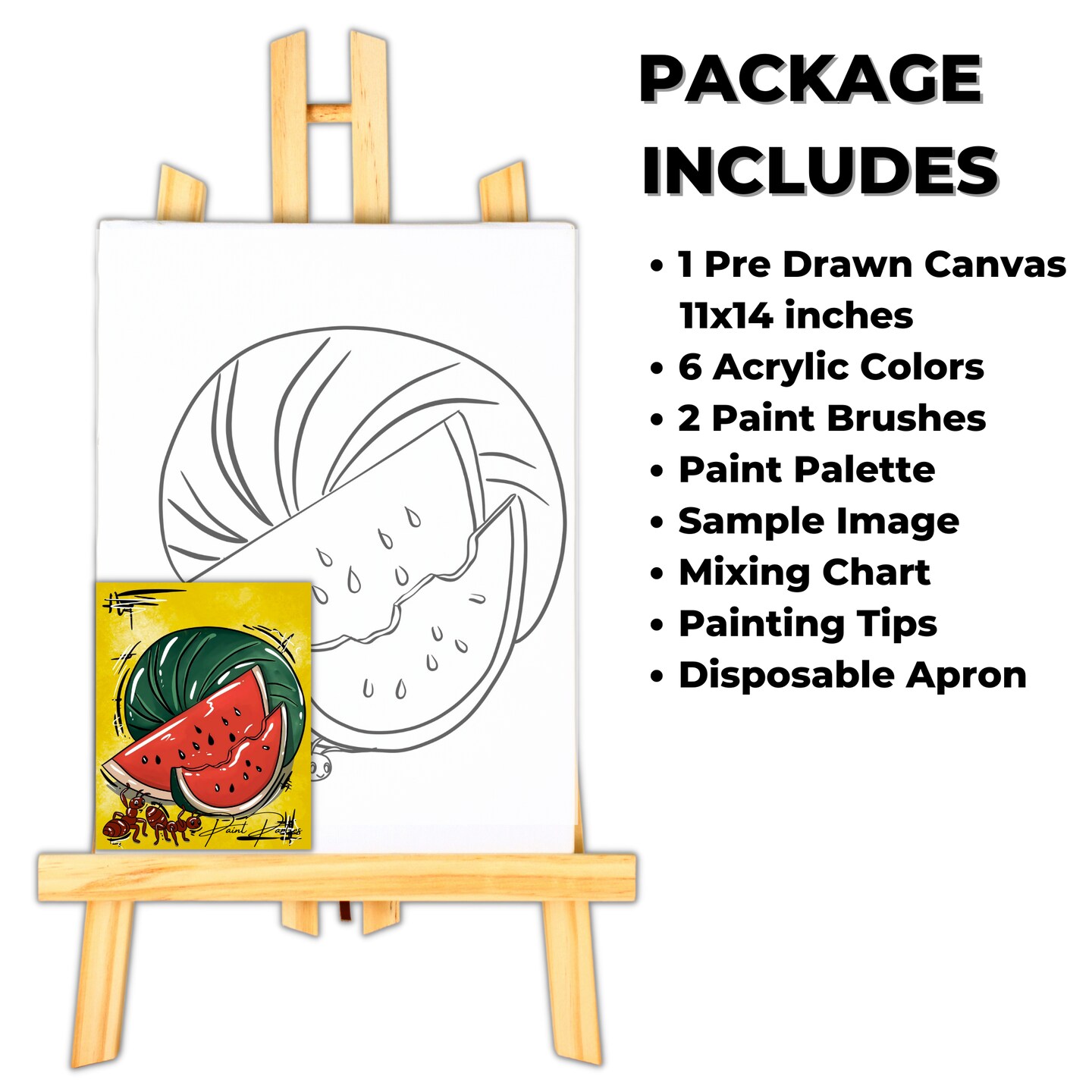 &#x22;Antemelon&#x22; DIY Canvas Art Kit, Acrylic Paint Size 11x14 inch