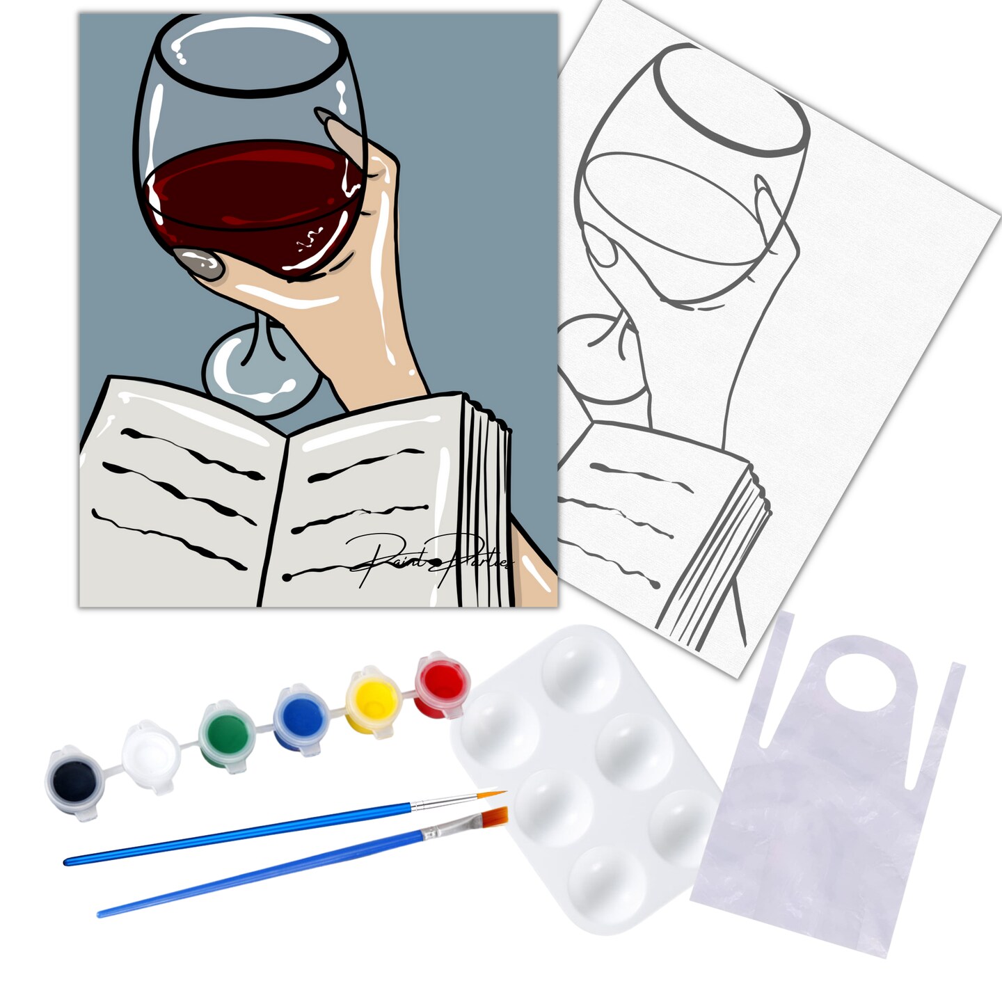 "Unwind" DIY Canvas Art Kit, Adult Beginner, Acrylic Paint Size 11x14 inch