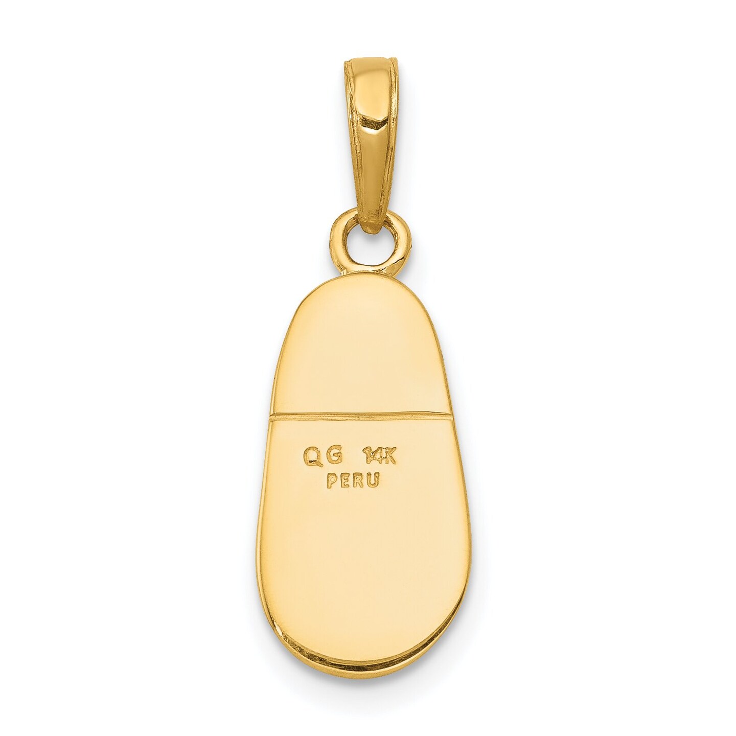 14K Gold 3D Baby Shoe with Bow Charm Pendant Jewelry 24mm x 9mm