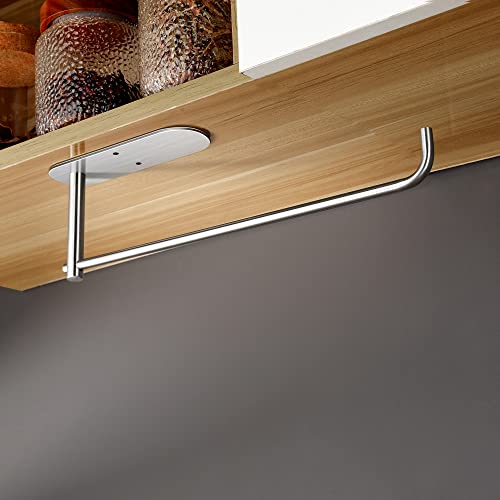 YIGII Paper Towel Holder Under Cabinet Mount - Self Adhesive Paper Towel  Rack or Wall Mounted for Kitchen, 12 Inch Bar - Fit All Roll Sizes,  Stainless Steel