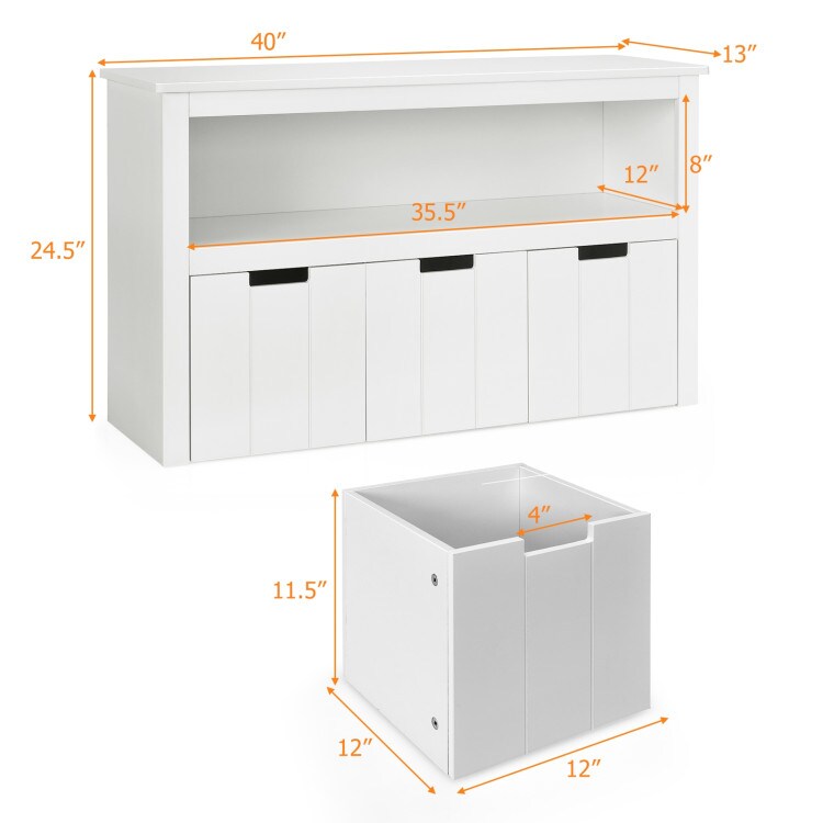Children’s Toy Storage Cabinet with Wheels and Large Storage Cubes