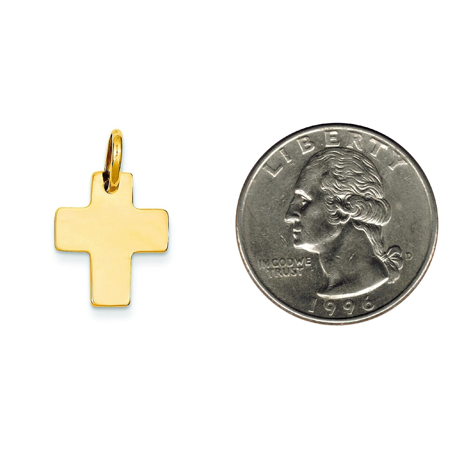 14K Yellow Gold Cross Charm Pendant Religious New |AD 22 X 13mm Jewerly