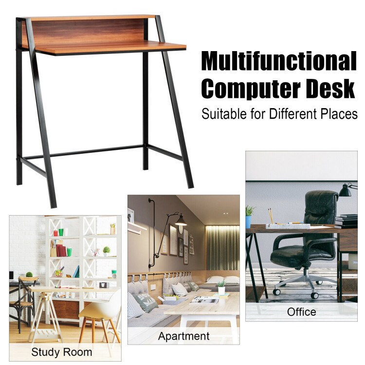 2 Tier Computer Desk PC Laptop Table Study Writing Home Office Workstation