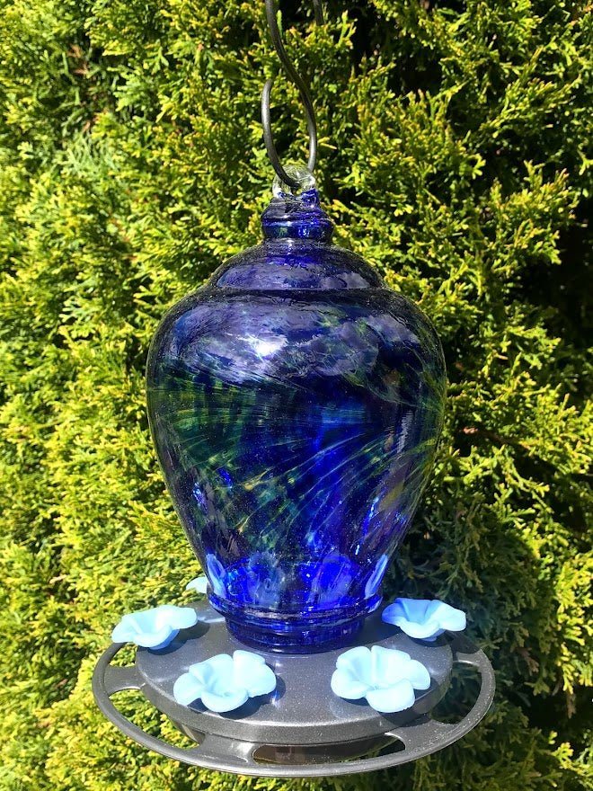 Hummingbird Feeder Blue Swirl