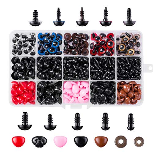 752pcs Safety Eyes and Safety Noses with Washers for Doll, Colorful Plastic Safety Eyes and Noses Assorted Sizes for Doll, Plush Animal and Teddy