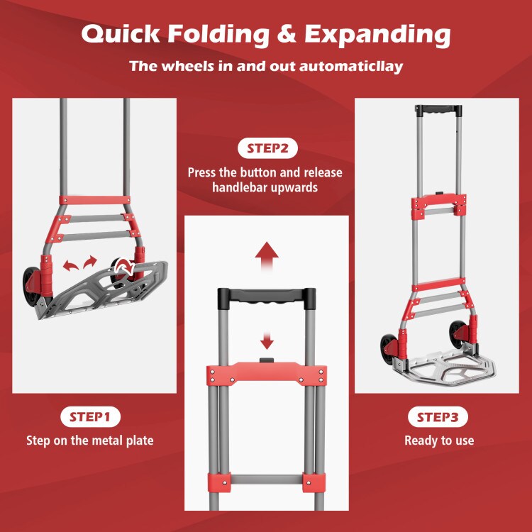 Folding Hand Truck with Telescoping Handle and Wheels