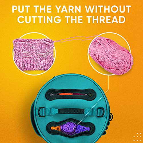 Knitting Bag Yarn Storage - Mother&#x27;s Day Gift - Best Durable Canvas Yarn Bag - Yarn Organizer Crochet Bag with Knitting Accessories Case