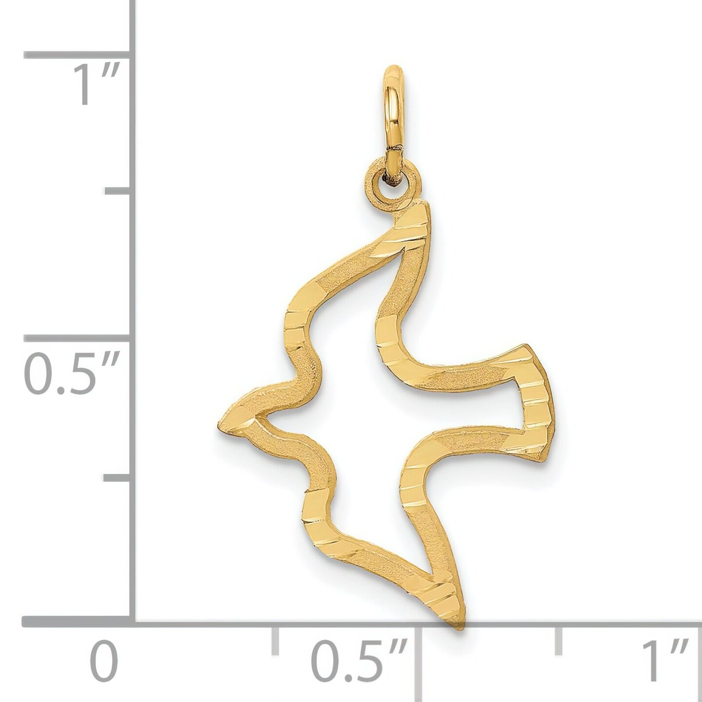 14K Yellow Gold Holy Spirit Dove Charm Religious Jewerly 25mm x 15mm