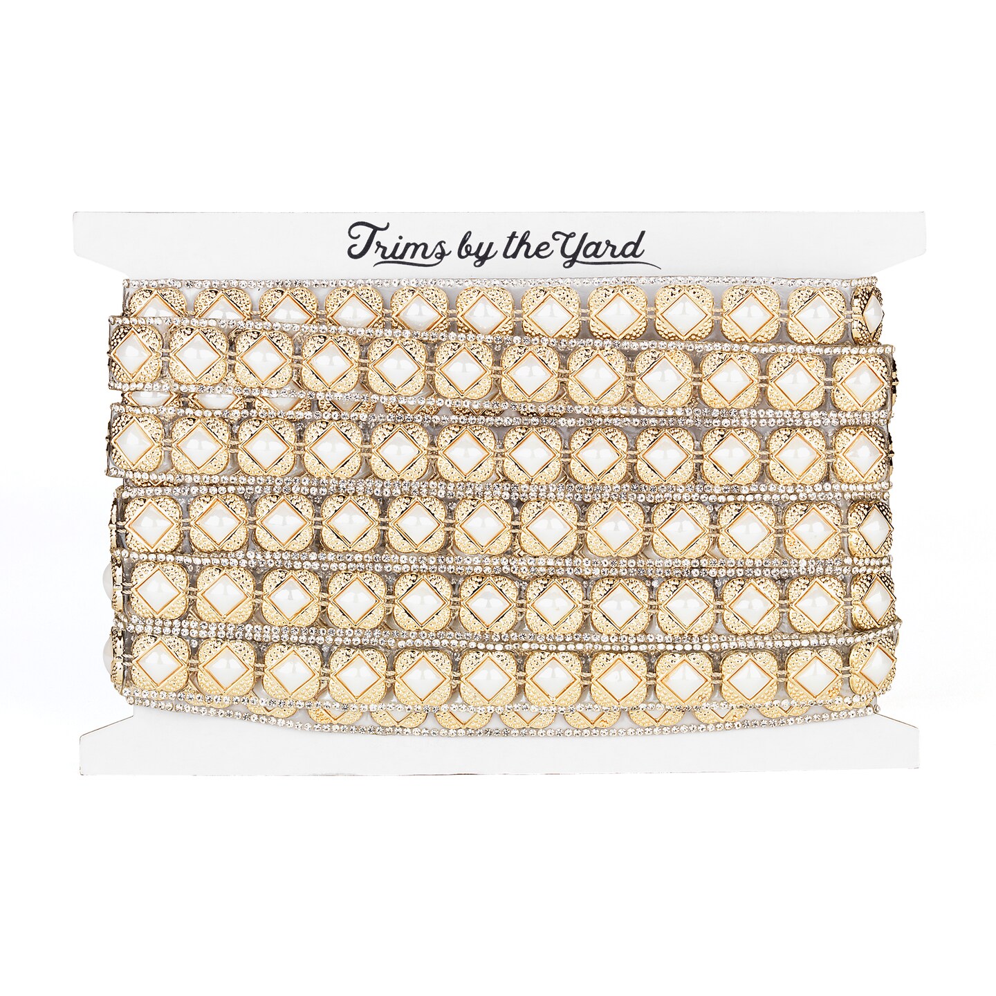 Carlisha 3/4&#x22; Rhinestone Beaded Iron-On Trim