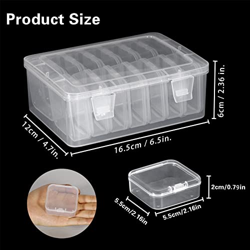 Small Bead Organizers, 15 Pieces Plastic Storage Cases Mini Clear Bead Storage Containers Transparent Boxes with Hinged Lid and Rectangle Clear Craft Supply Case