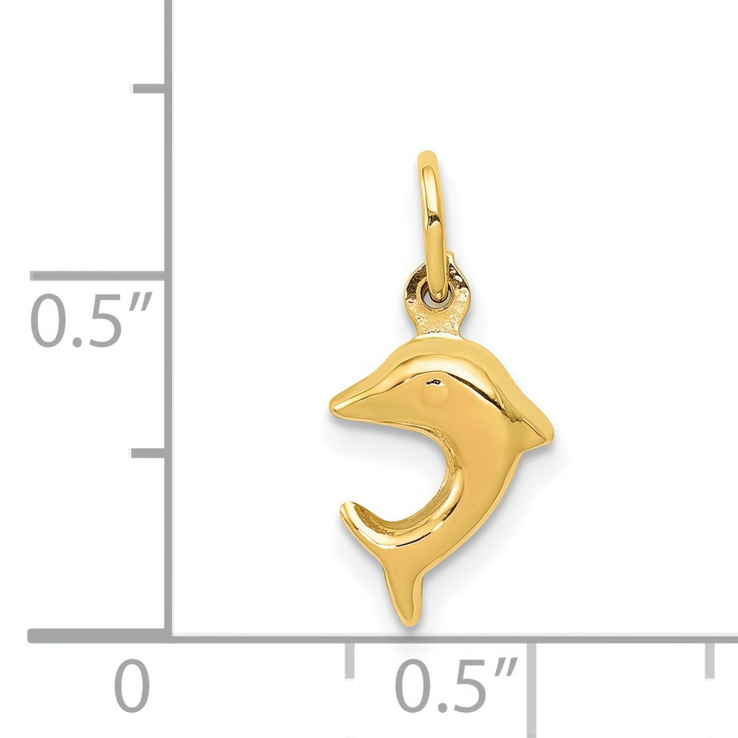 14K Yellow Gold 3D Dolphin Charm Jewelry Pendant 16mm x 7mm