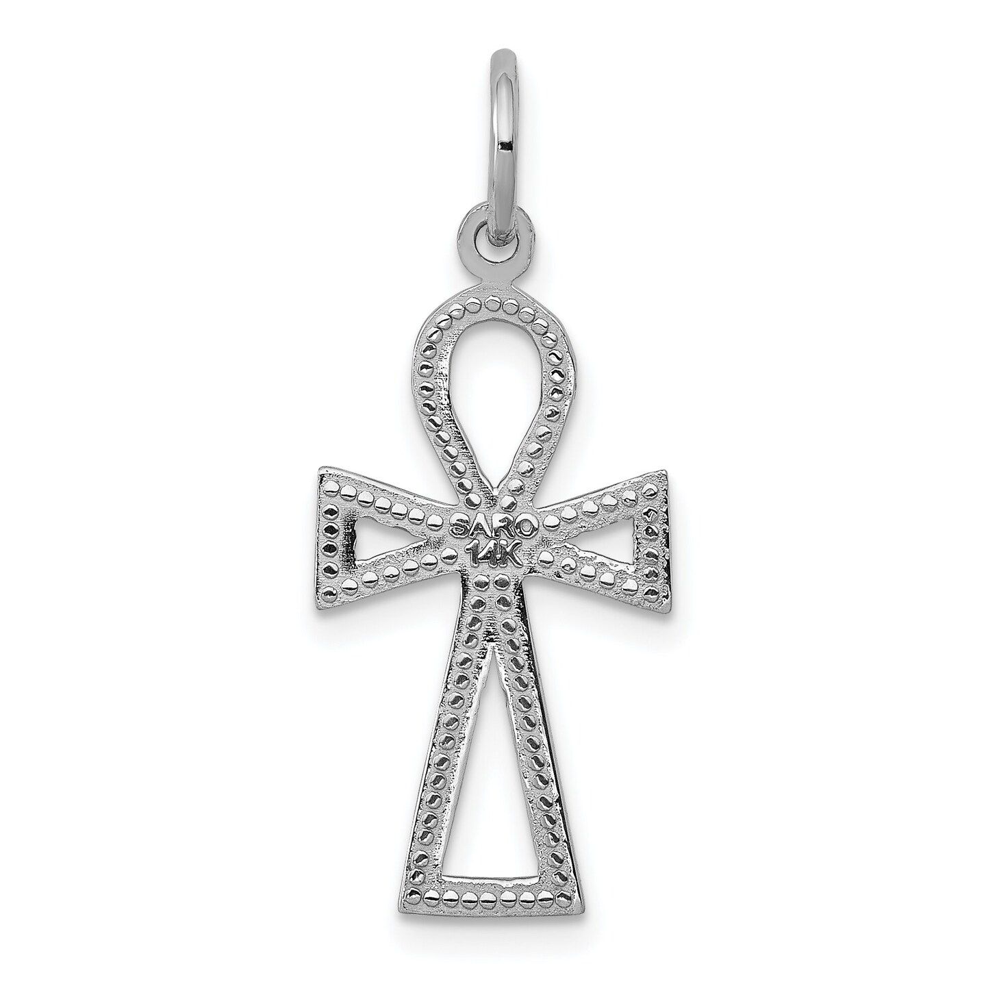 14K White Gold Ankh Charm Pendant Religious Jewelry 27mm x 12mm