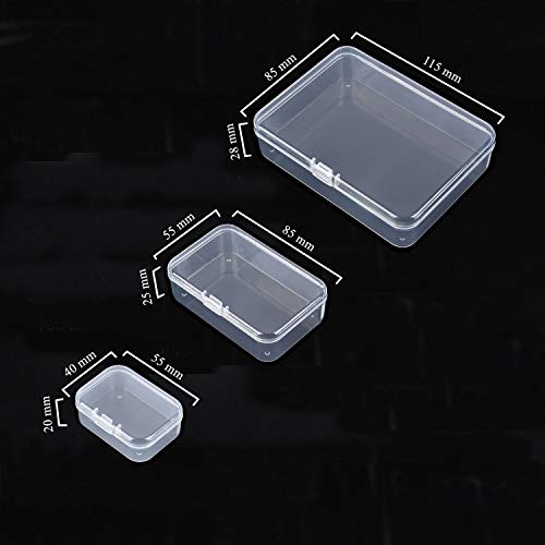 28 Pieces Mixed Sizes Rectangular Empty Mini Plastic Storage Containers with Lids for Small Items and Other Craft Projects (Clear)