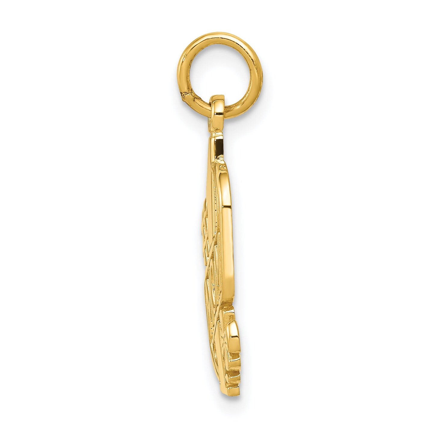 14K Yellow Gold #1 Mom Flower Charm Best Mother Pendant Jewerly 23mm x 11mm