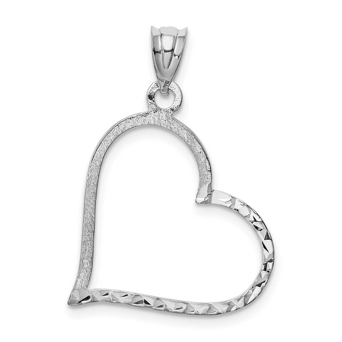 14k White Gold Small Heart Pendant Jewelry FindingKing 29.5mm x 20.2mm