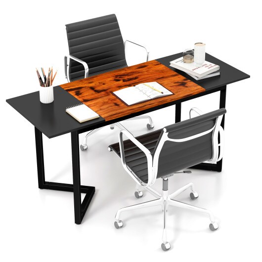 63-Inch Large Computer Desk with Splice Board for Home and Office- Black