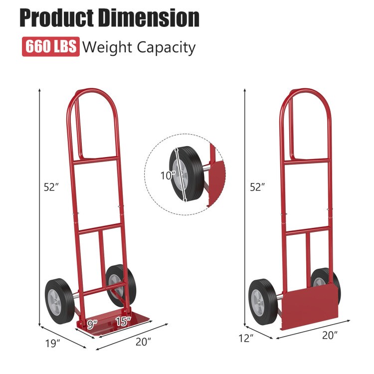 Multi-functional Foldable Metal Hand Truck with 10 Inch Wheels Suitable for All Terrains