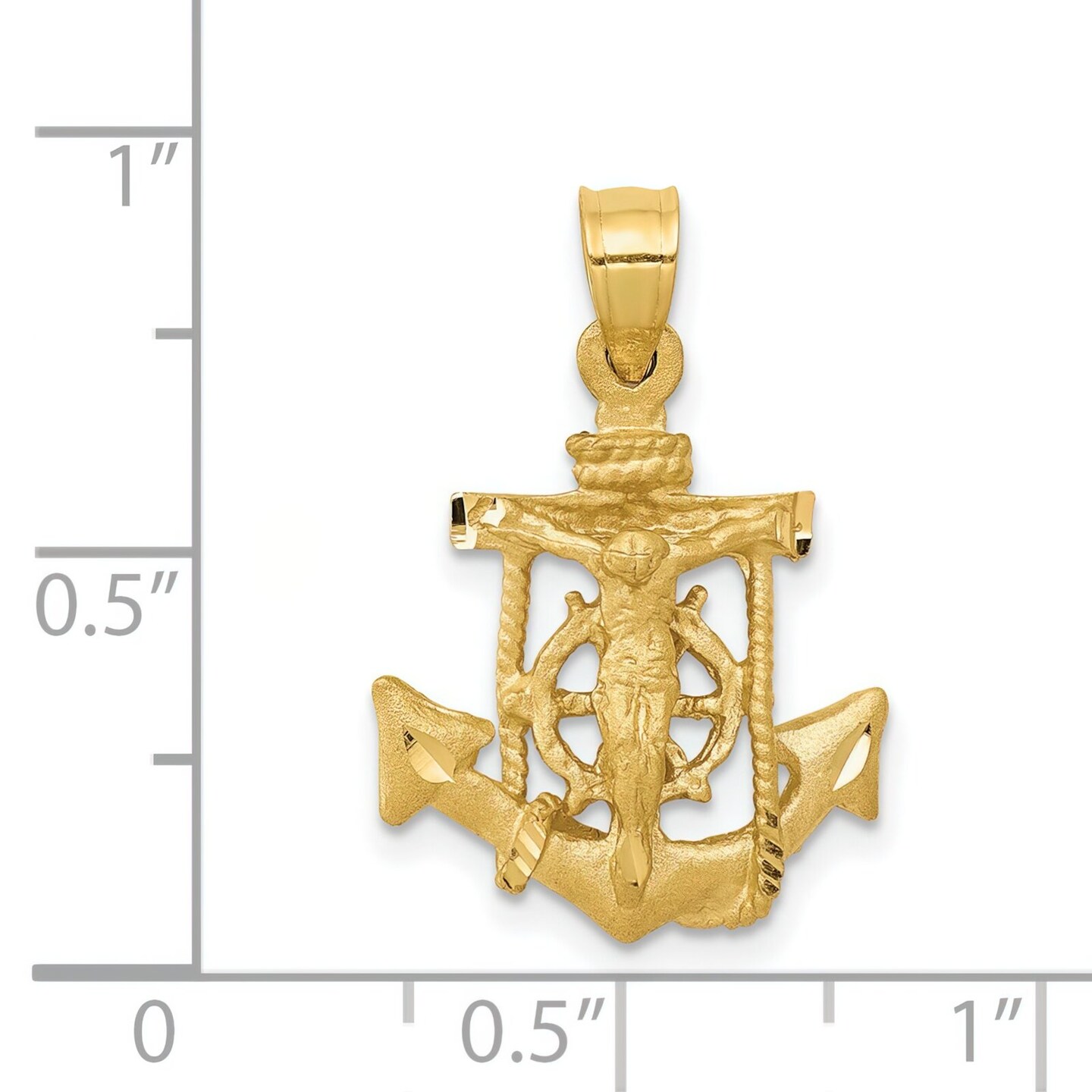 14K Yellow Gold Mariners Cross Pendant Charm Jewelry 24mm x 15mm
