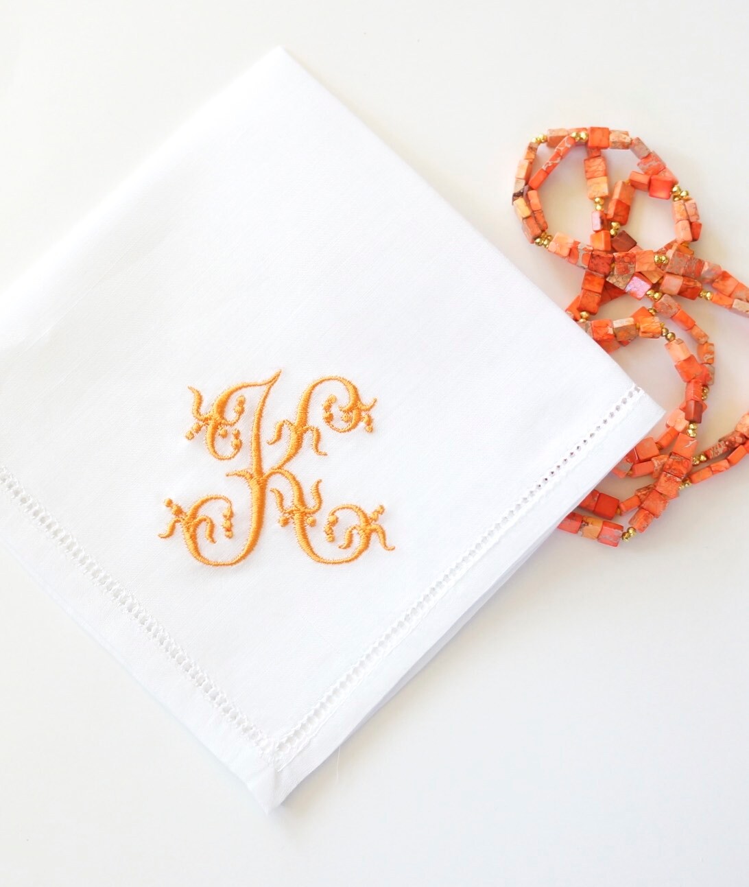 VENETIAN FONT Embroidered Monogrammed Handkerchief, Personalized Custom Handkerchief, Wedding, Bridal, Bridesmaids, Mother of Bride hanki