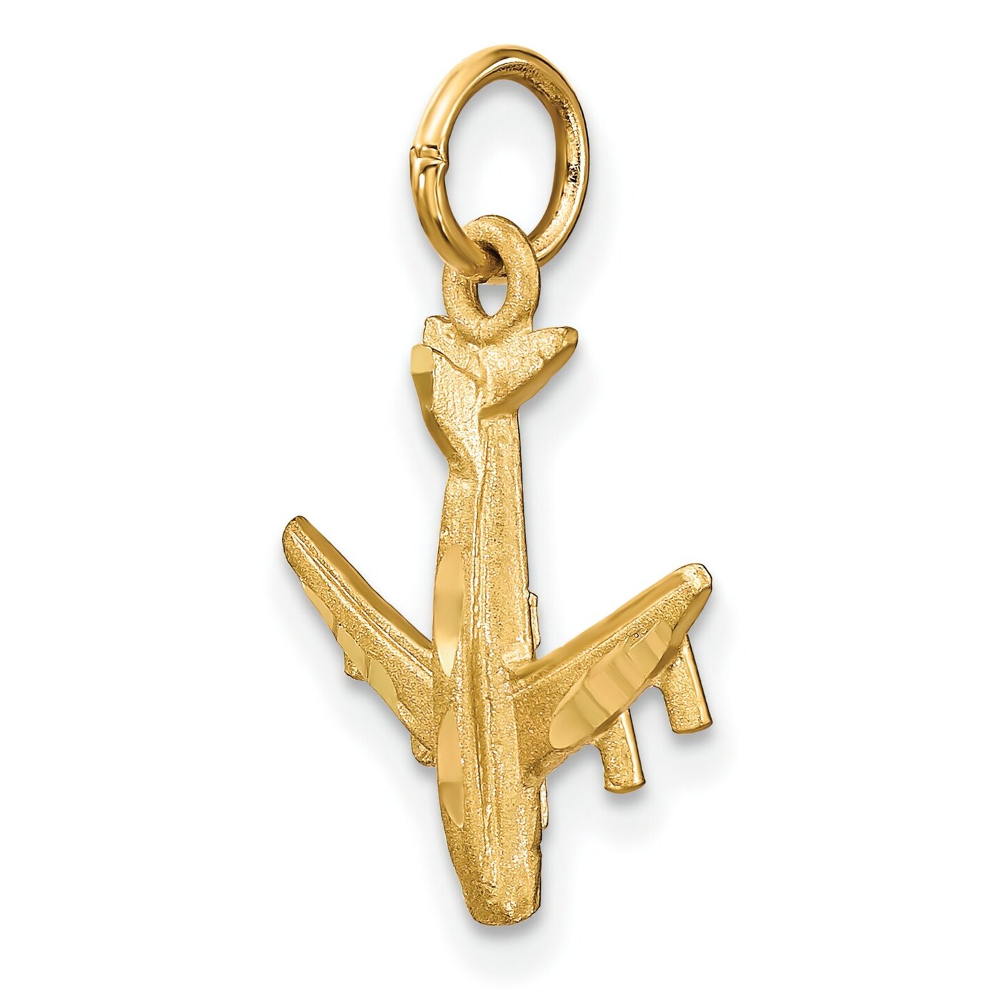 14K Yellow Gold Airplane Charm Pendant Jewelry New 21.5 X 15.5mm