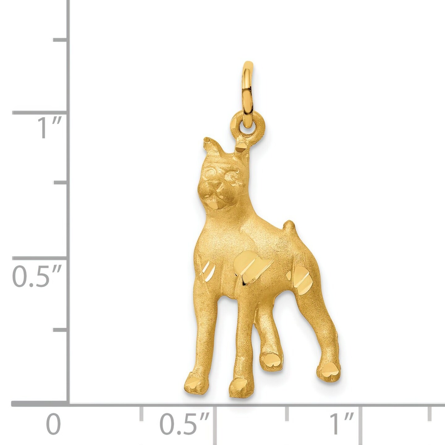14K Yellow Gold Diamond-Cut Boxer Dog Charm Pendant Jewerly 30mm x 14mm