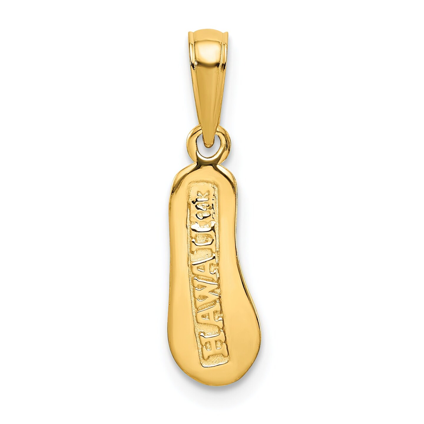 14K Gold Polished Hawaii Flip-Flop Pendant Jewelry 20.3mm x 5.7mm