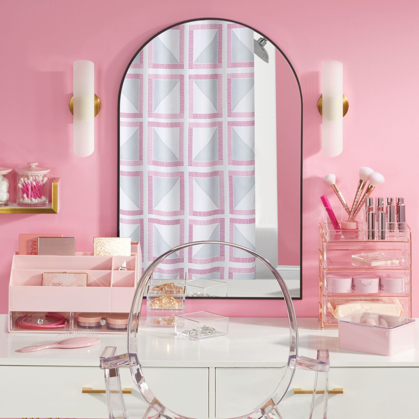 mDesign Plastic Makeup Organizer with 2 Drawers/Divided Sections