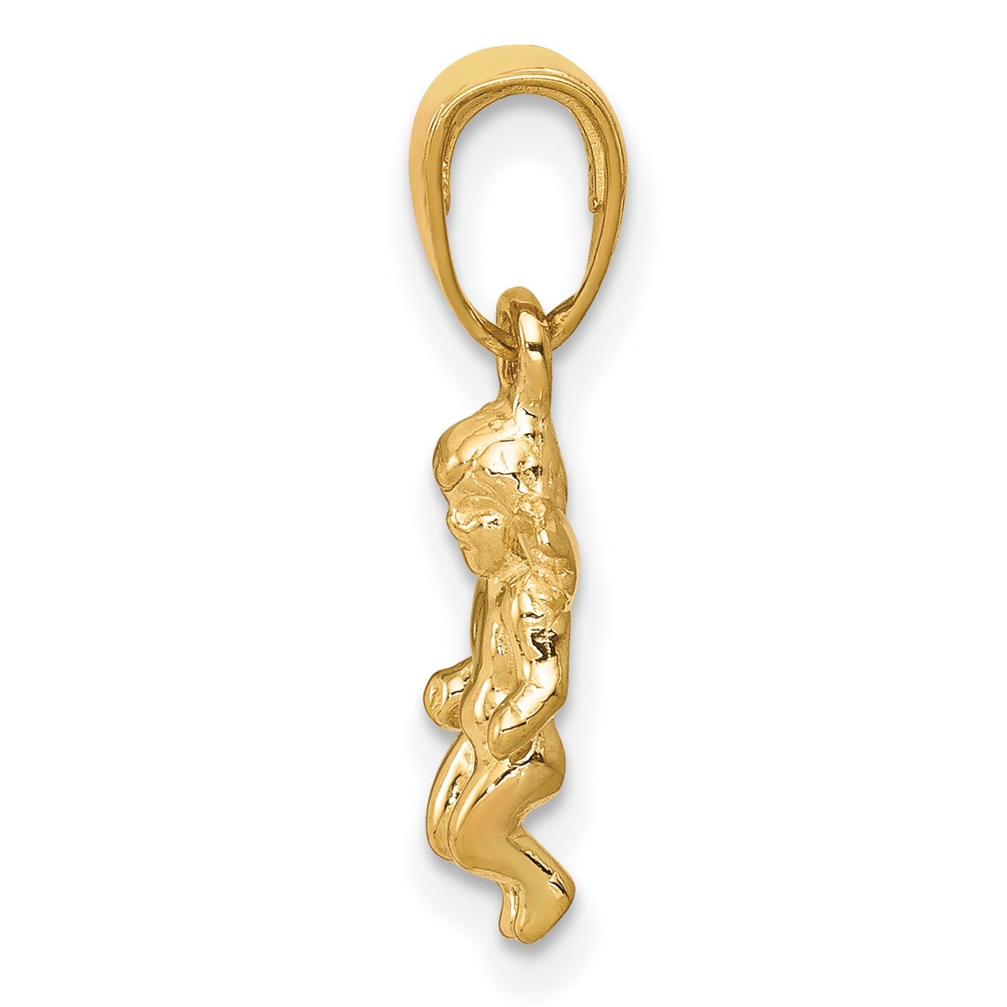 14K Gold Small Guardian Angel Pendant Charm Jewelry 19 x 9 mm