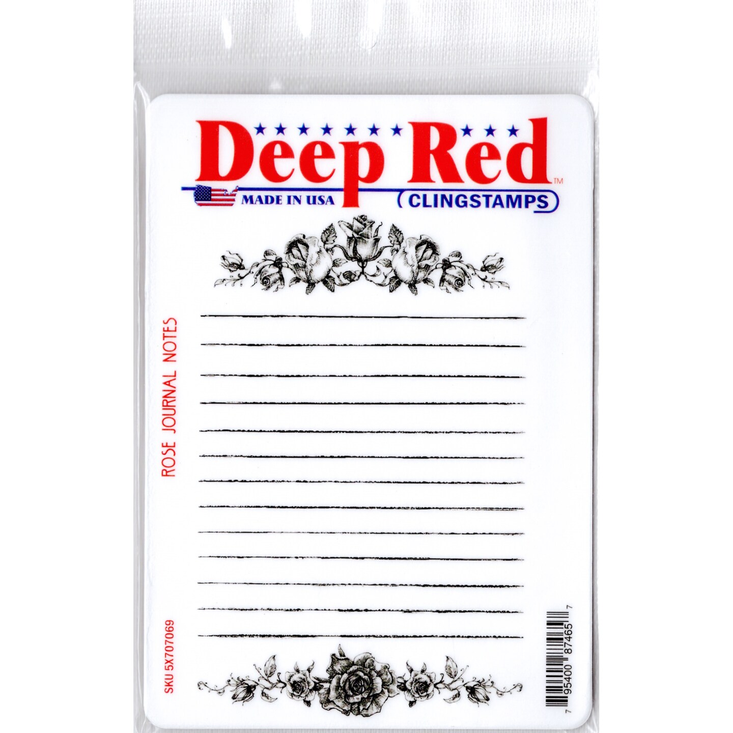Deep Red Stamps Rose Journal Notes Rubber Cling Stamp  3.8 x 5.8  inches