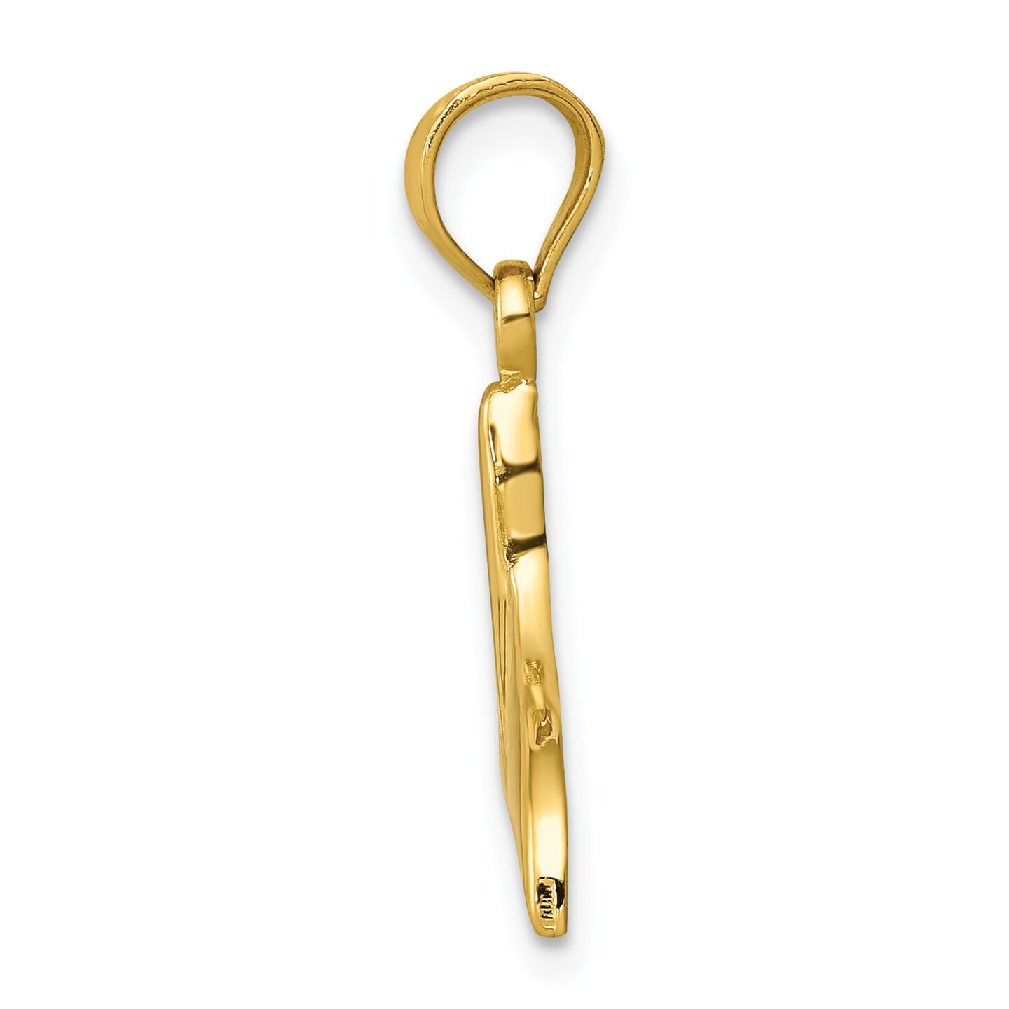 14K Gold Whale Tail Charm Polished Ocean Pendant Jewelry 20mm x 15mm