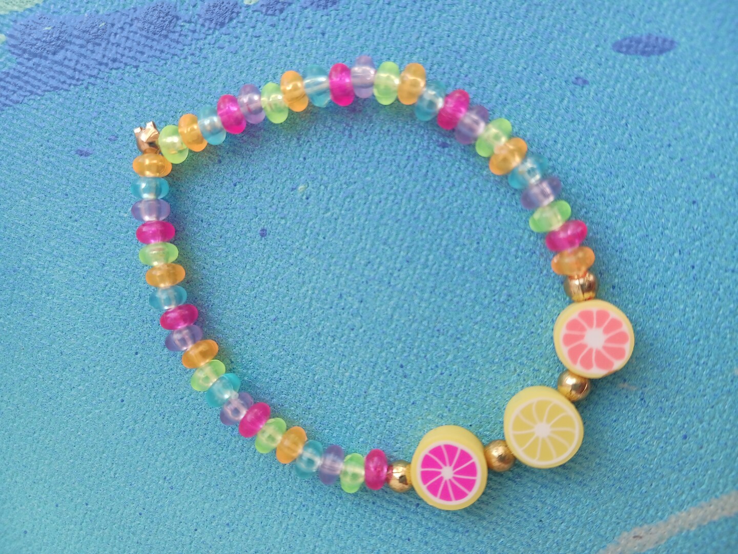 Pink, Green and Blue Clay Beaded Bracelet 