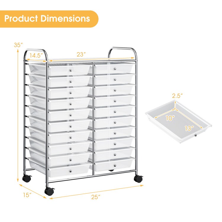 20 Drawers Multi-Purpose Rolling Storage Cart Perfect for Home and Office Use