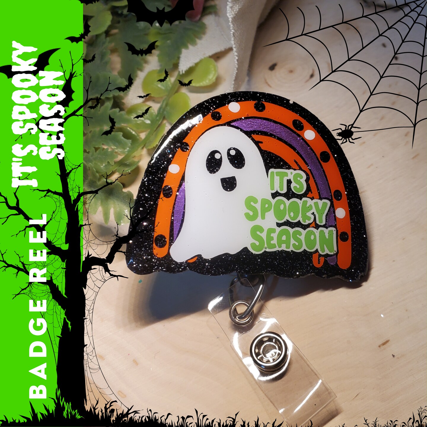 Halloween Ghost Rainbow - It's Spooky Season Badge Retractable