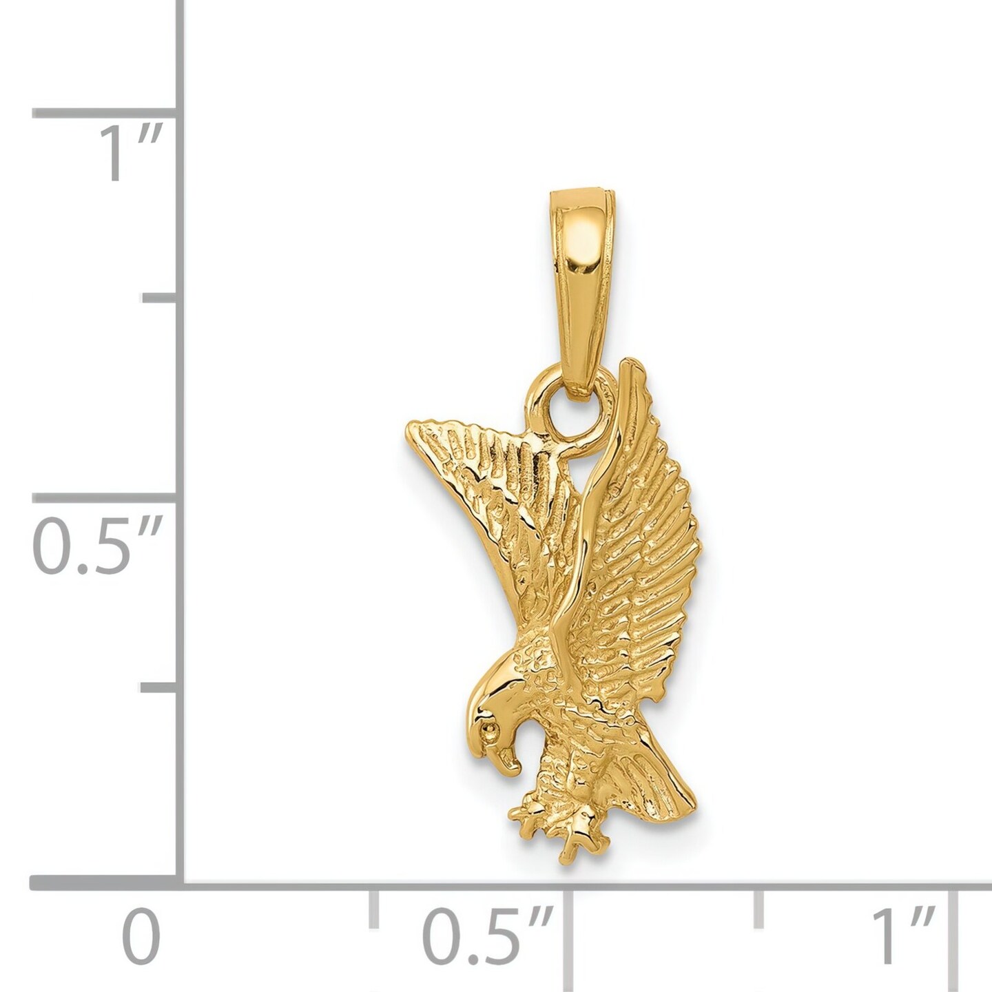 14K Yellow Gold Eagle Swooping Charm Bird Pendant Jewerly 19mm x 9mm
