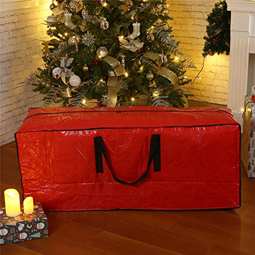 Christmas Tree Storage Bag - Fits Up to 7.5 ft Holiday Xmas Disassembled Trees with Durable Reinforced Handles & Dual Zipper - Waterproof Material Protects from Dust,Moisture(Red)