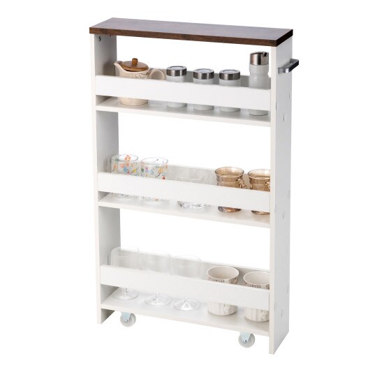 Mobile Rolling Cart with 3-Tier Storage Shelves Rack on Wheels for Kitchen or Bathroom