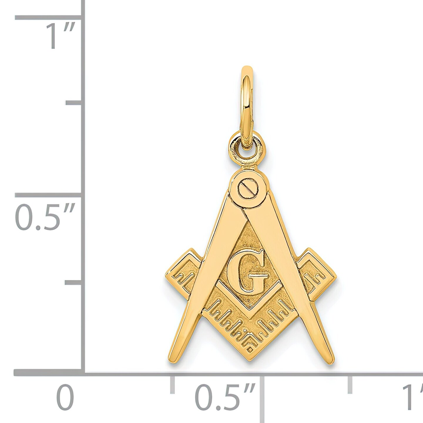 14K Yellow Gold Free Mason Symbol Charm Masonic Pendant Jewerly 20mm x 11mm