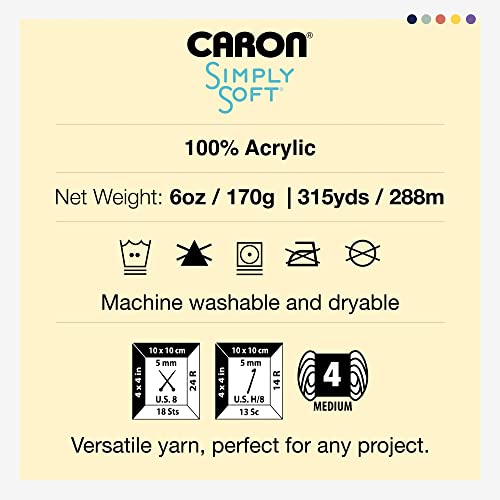 Caron Simply Soft Off White Tweeds Yarn - 3 Pack of 141g/5oz - Acrylic - 4 Medium (Worsted) - 250 Yards - Knitting/Crochet