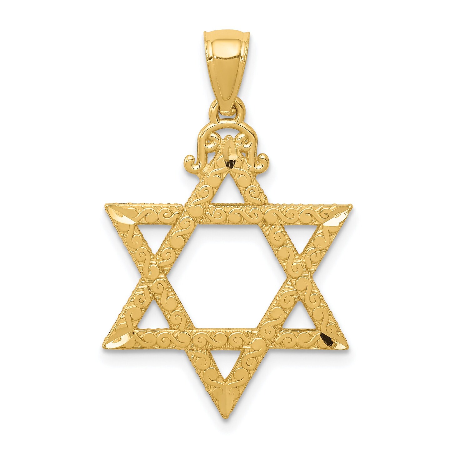 14K Yellow Gold Star of David Pendant FindingKing Jewerly 30.9mm x 19.8mm