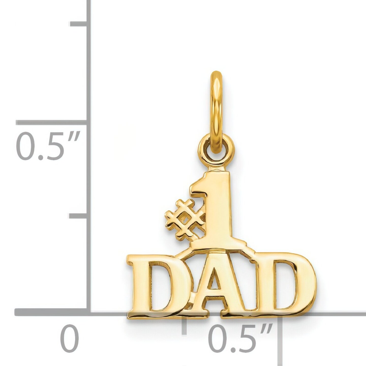 14K Yellow Gold #1 Dad Charm Father Daddy Pendant Jewerly 17mm x 13mm