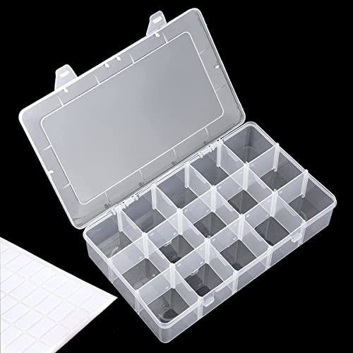 Iooleem 15 Grids Plastic Bead Organizer Box, Adjustable Organizer Container Storage Box, Dividers for Bead Arts and Crafts.