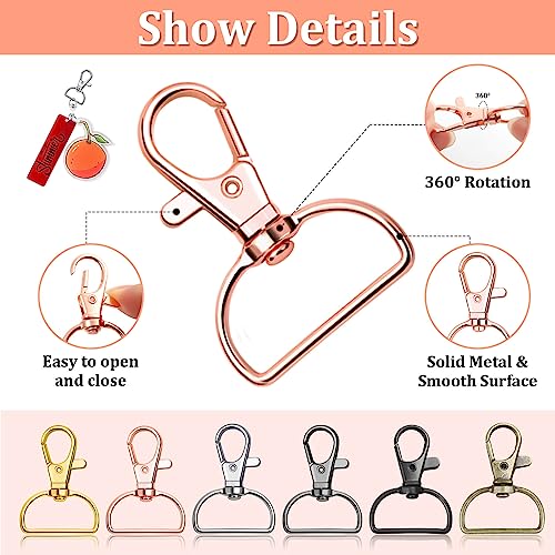 Keychain Bulk with Key Chain Swivel Hook D Rings and Slide Buckles for Handbag Purse Hardware Craft (1 Inch)