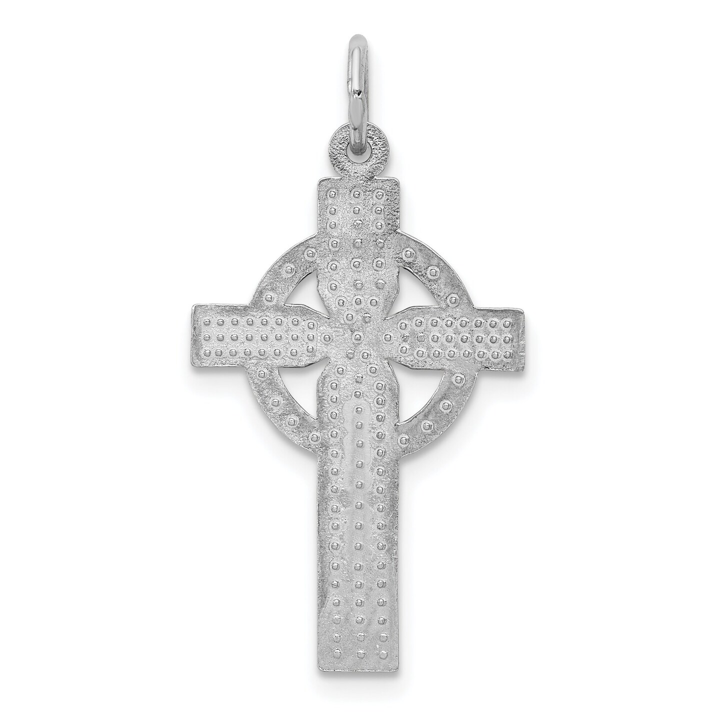 14K White Gold Celtic Cross Charm Pendant Religious Jewerly 31mm x 16mm